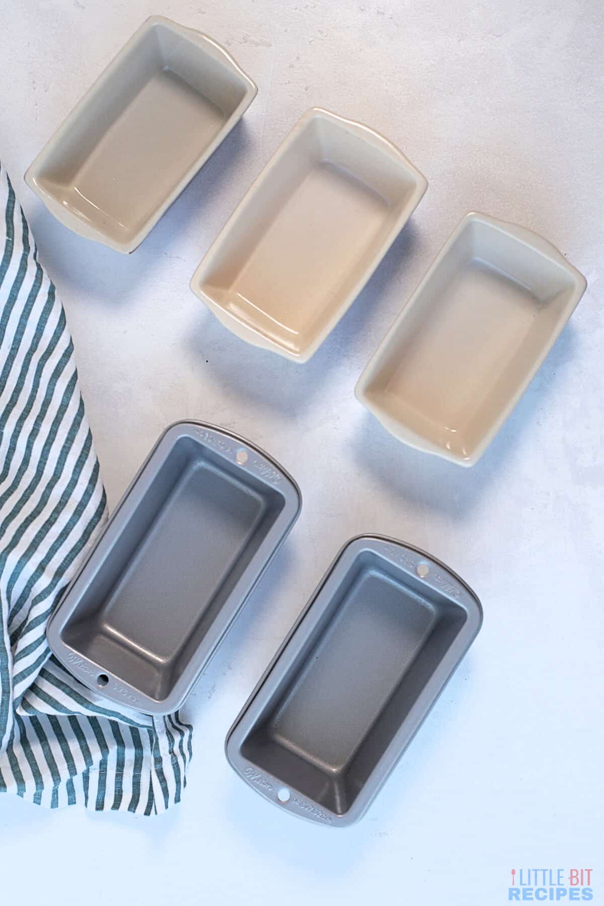 metal and ceramic mini loaf pans.