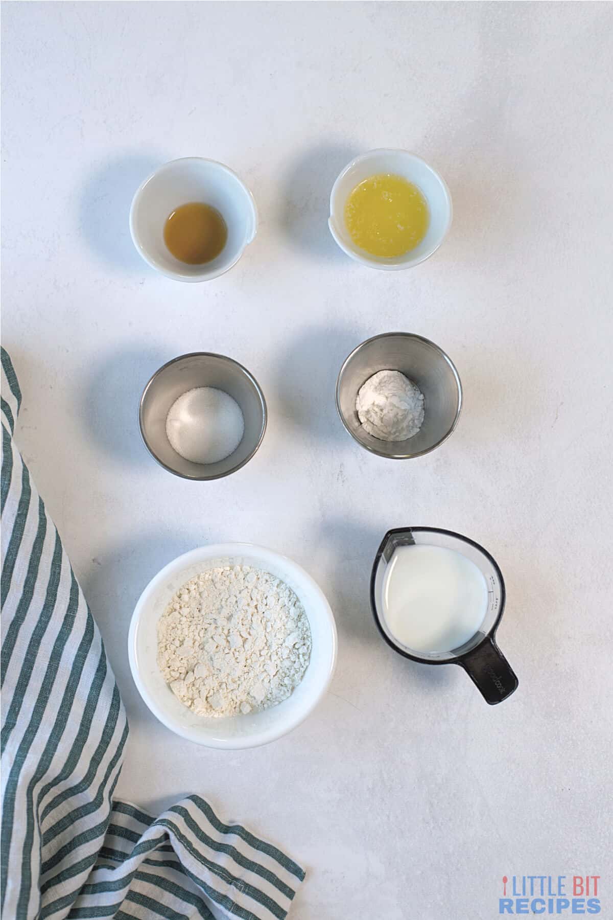 ingredients for pancake in mug recipe.