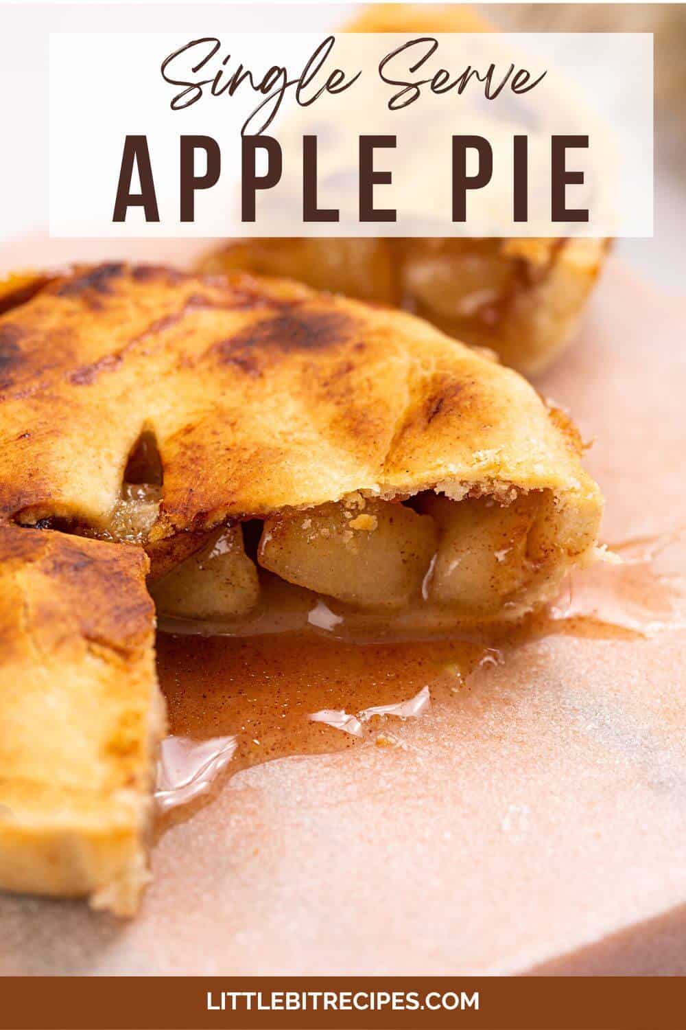 single serve apple pie with text.