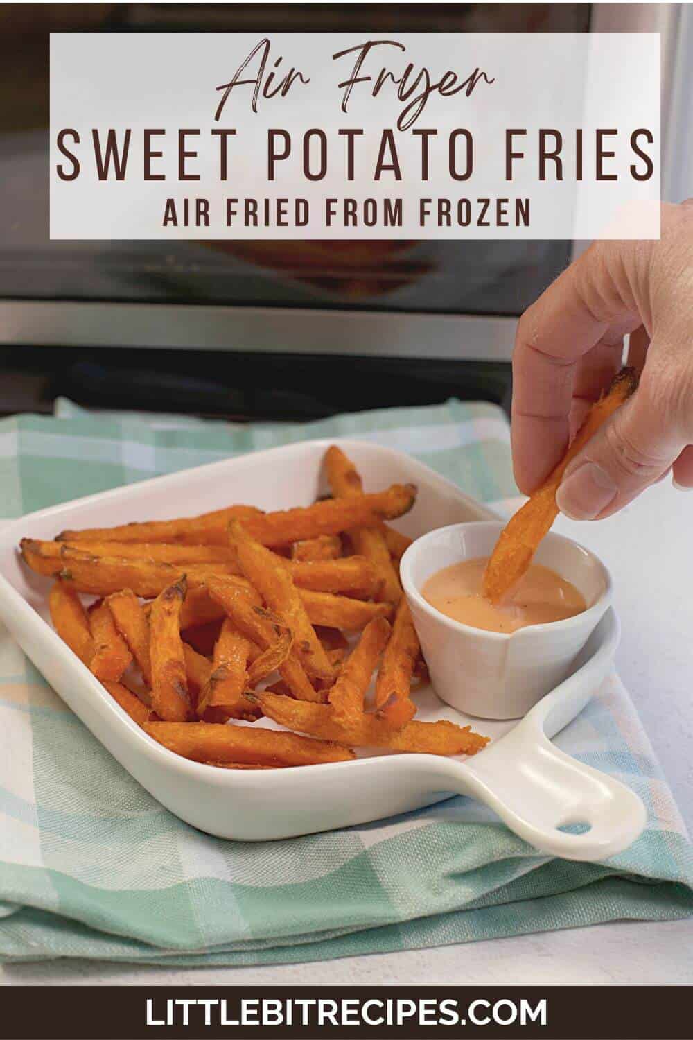 air fryer sweet potato fries with text.