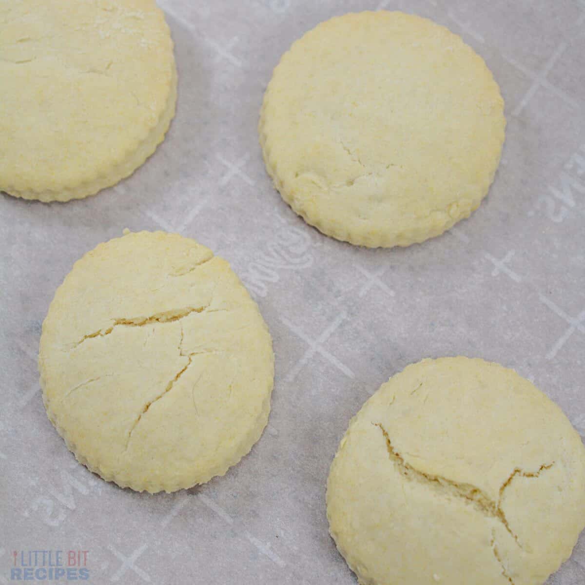 baked biscuits on parchment paper.