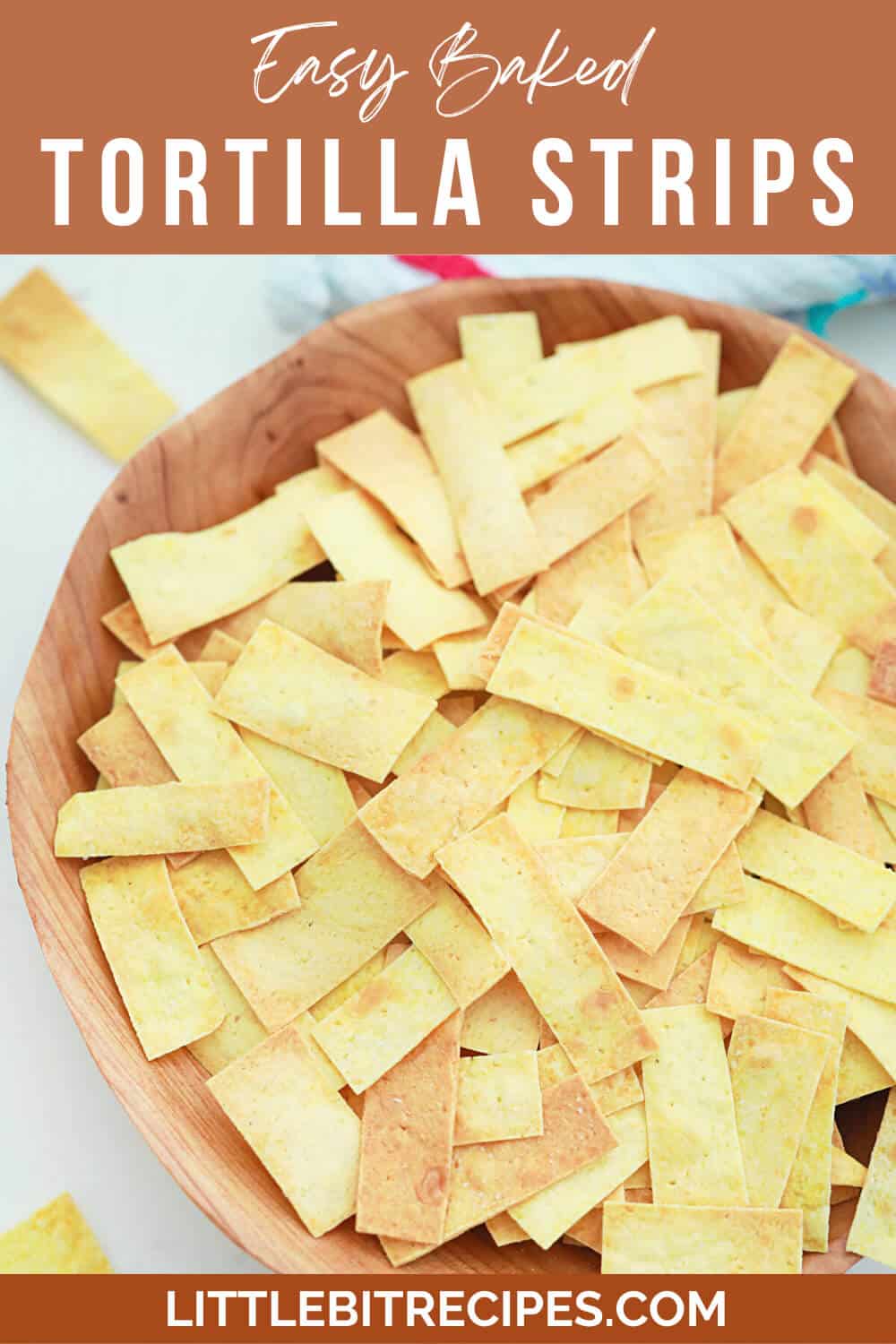 baked tortilla strips with text.