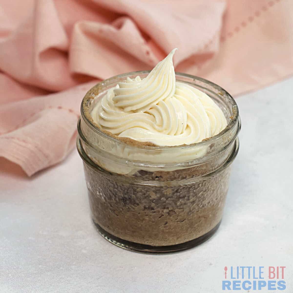 cream cheese frosting without butter on small mason jar cake.
