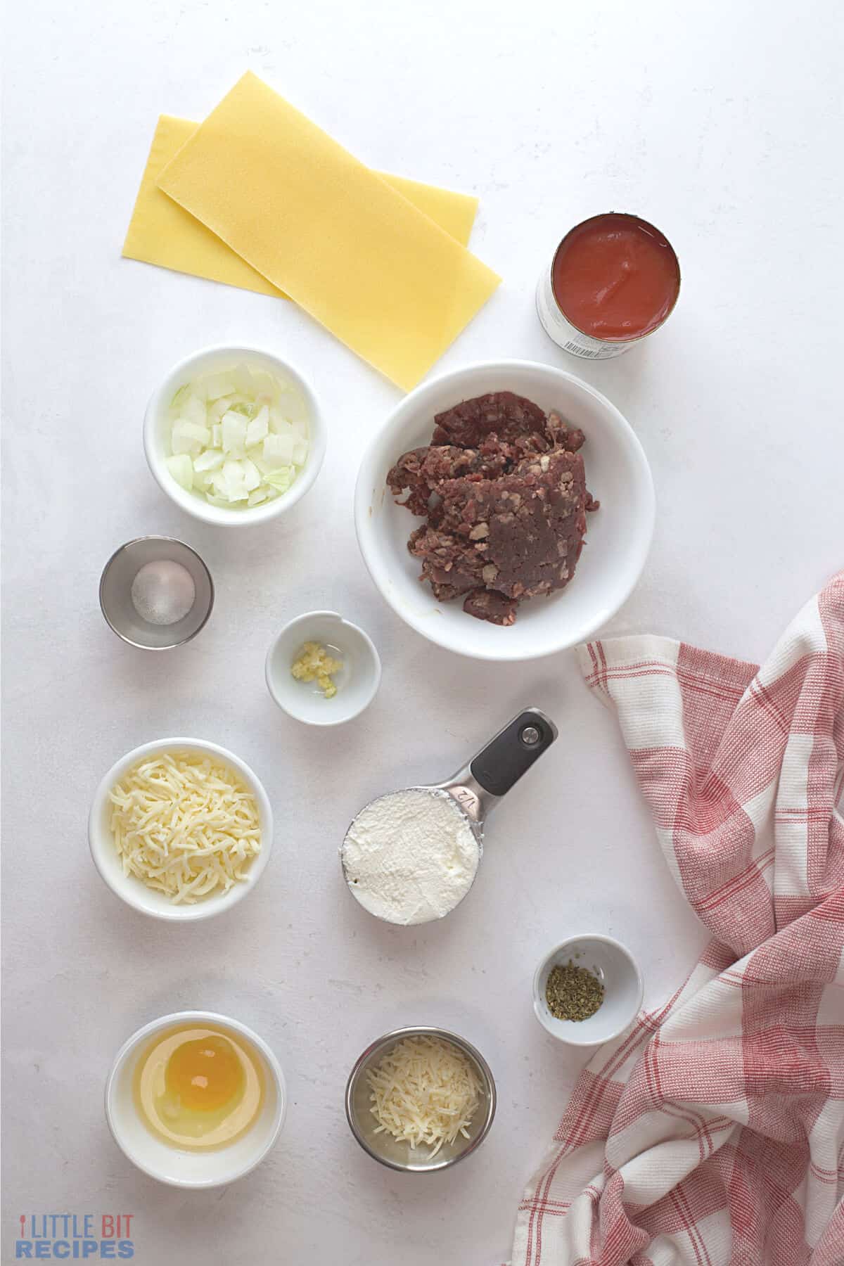 ingredients for mini individual lasagna.