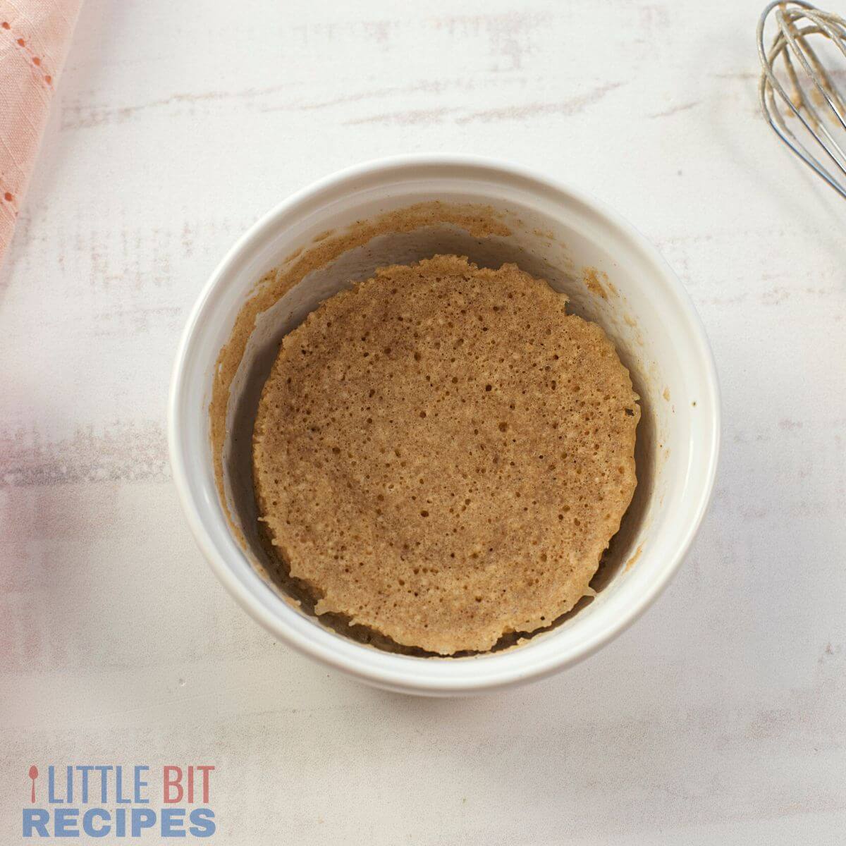 cake mix mug cake in ramekin.