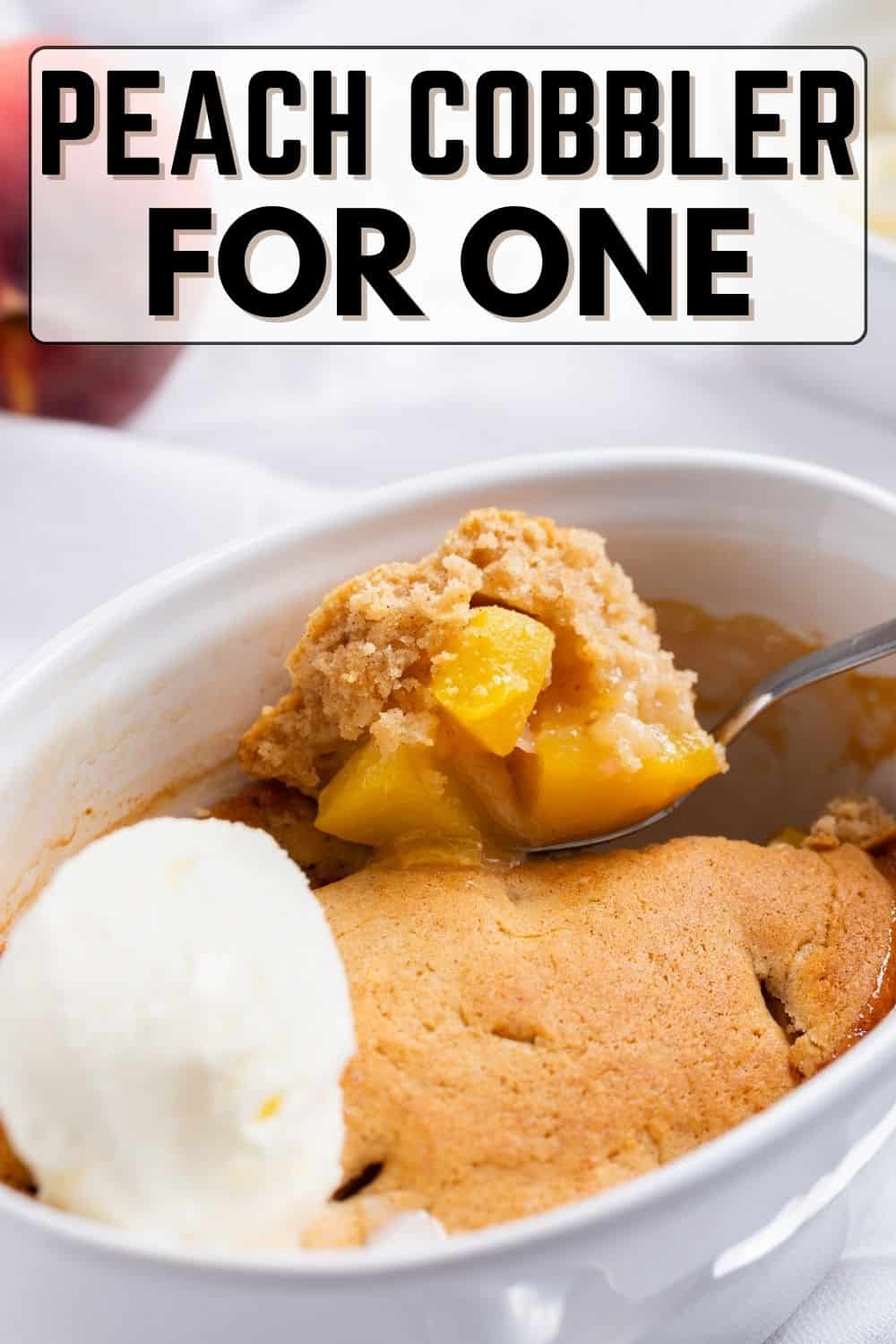 A delicious and satisfying dessert recipe for peach cobbler, specifically designed to serve just one person.