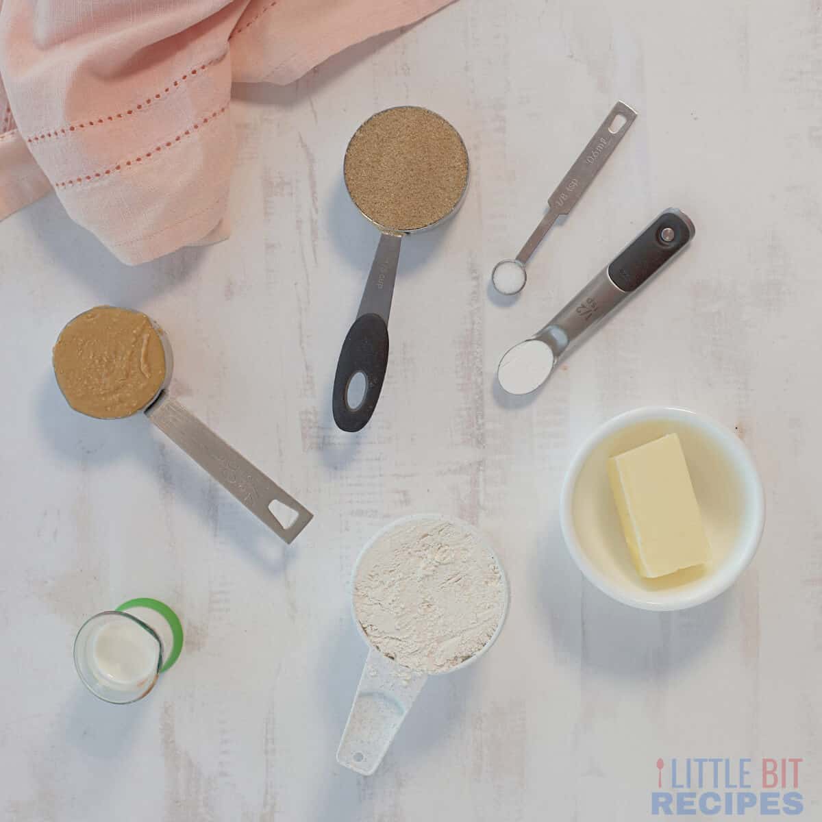 ingredients for the peanut butter cookies.