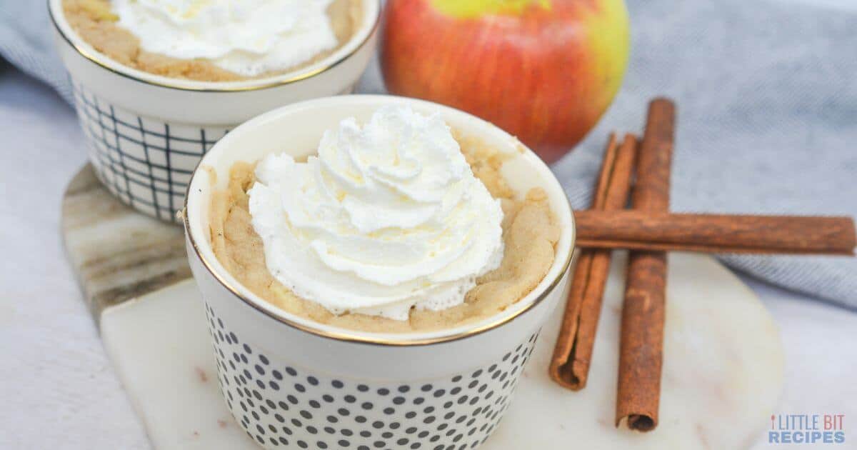 apple mug cake with apple and cinnamon.