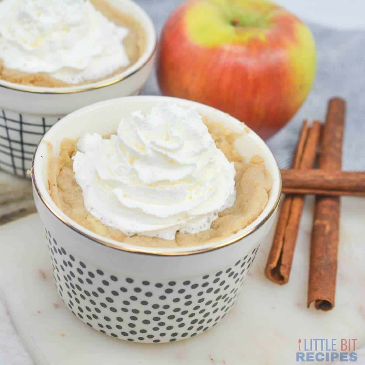 apple mug cakes in ramekins.