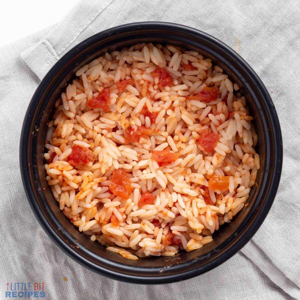 mexican rice in baking dish.