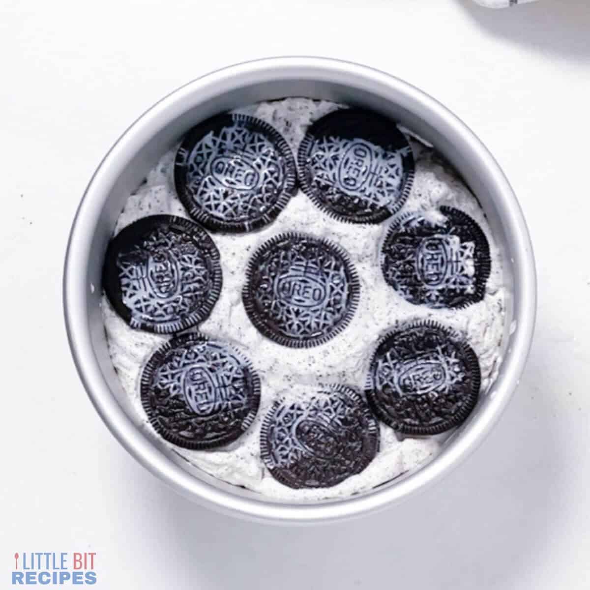 layer of milk soaked oreo cookies.