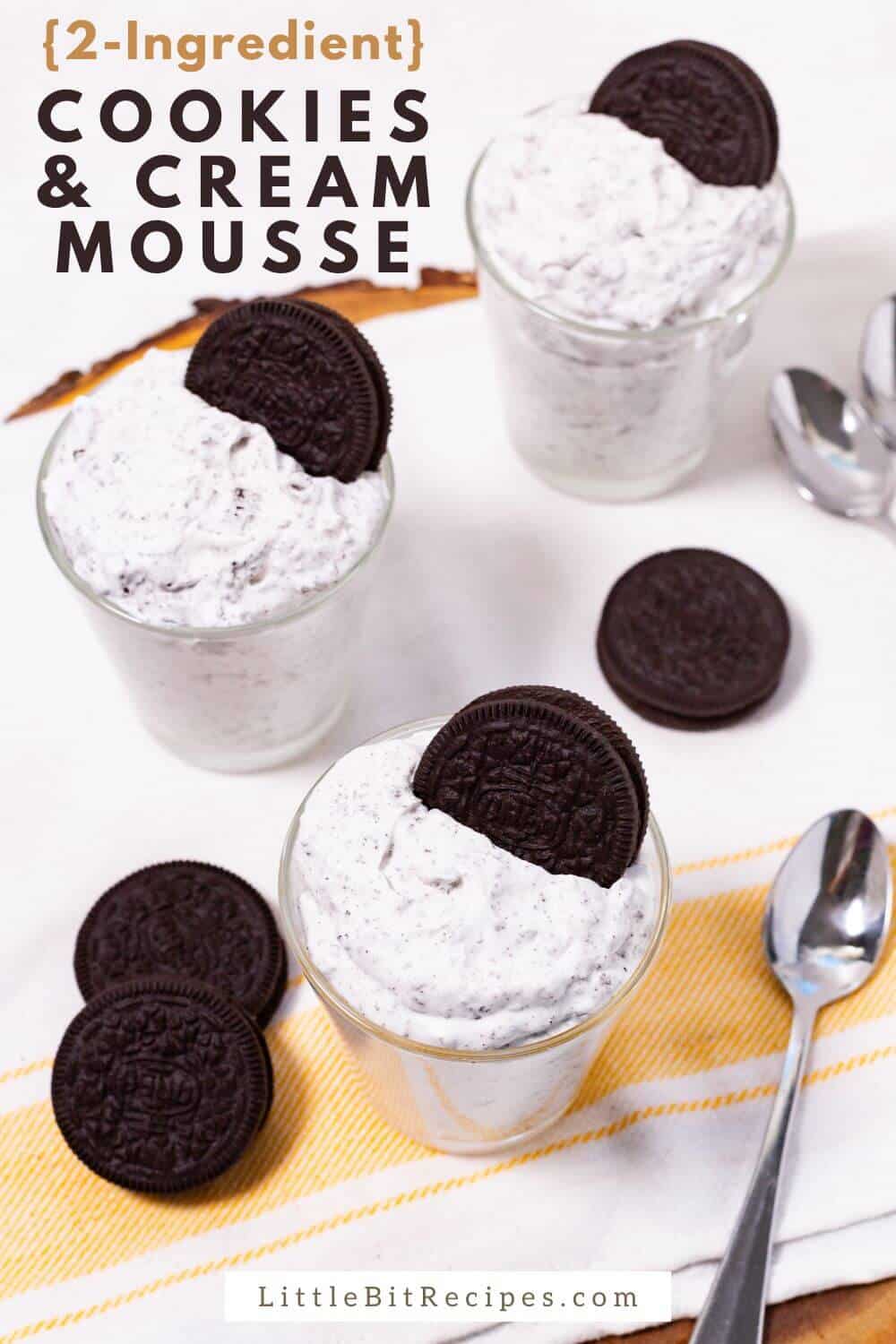 mousse in dessert dishes with text.