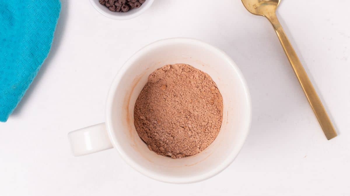 dry mixture in coffee mug.