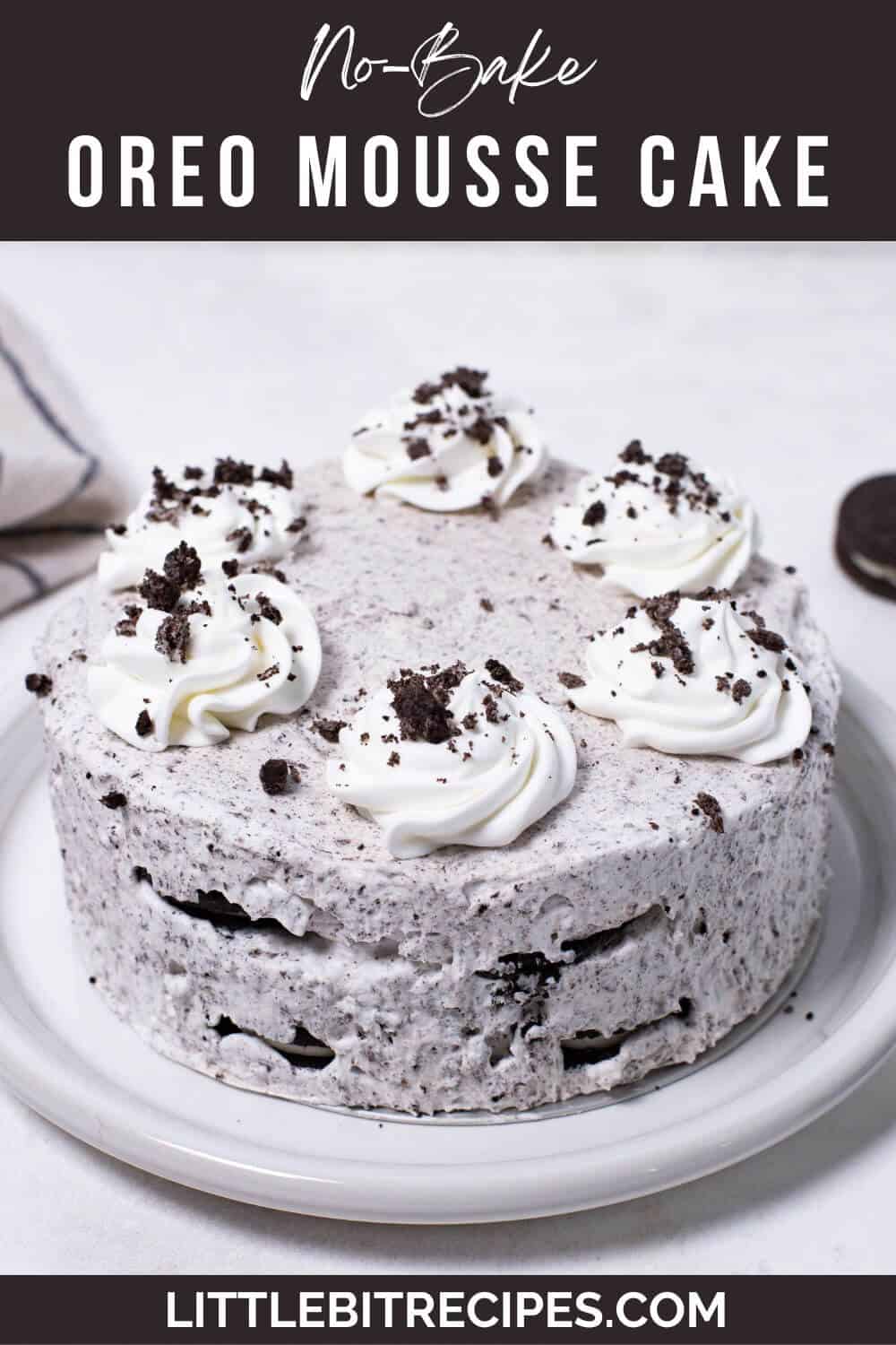 oreo mousse cake with text.