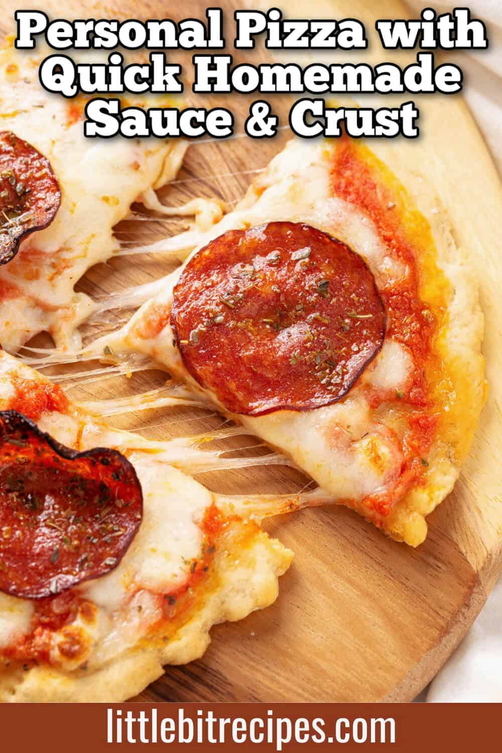 personal pizza with text.
