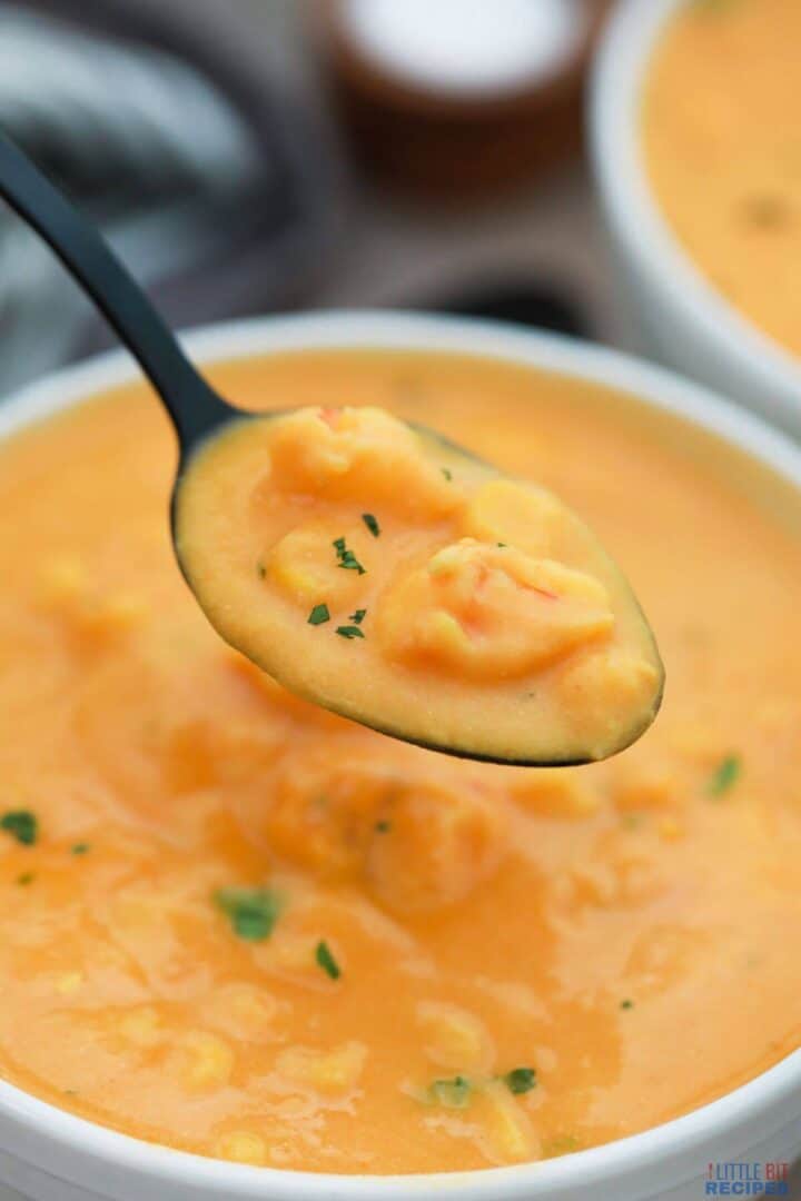 Easy Shrimp and Corn Soup Bisque Little Bit Recipes