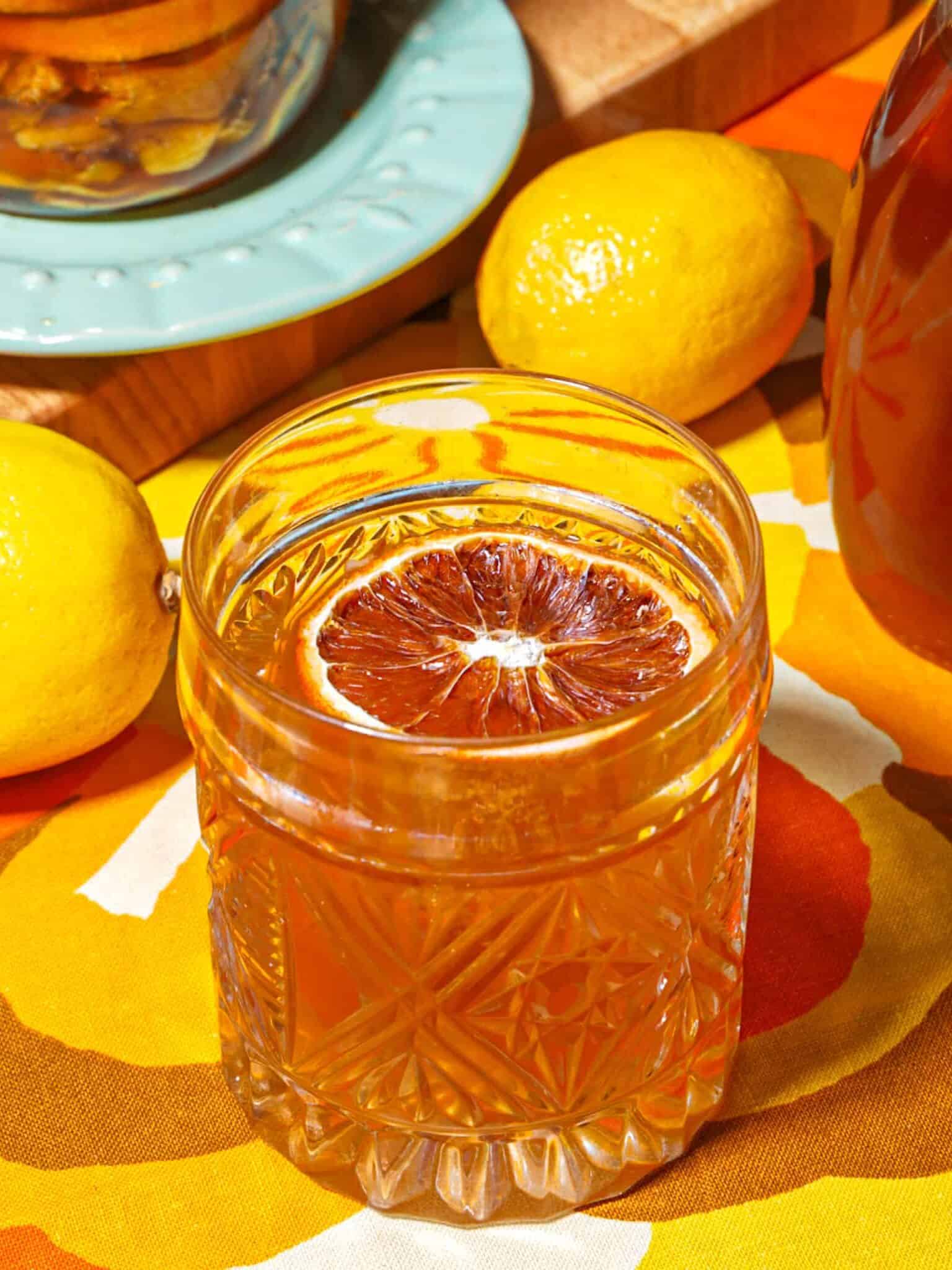 lemon honey spiced old fashioned.