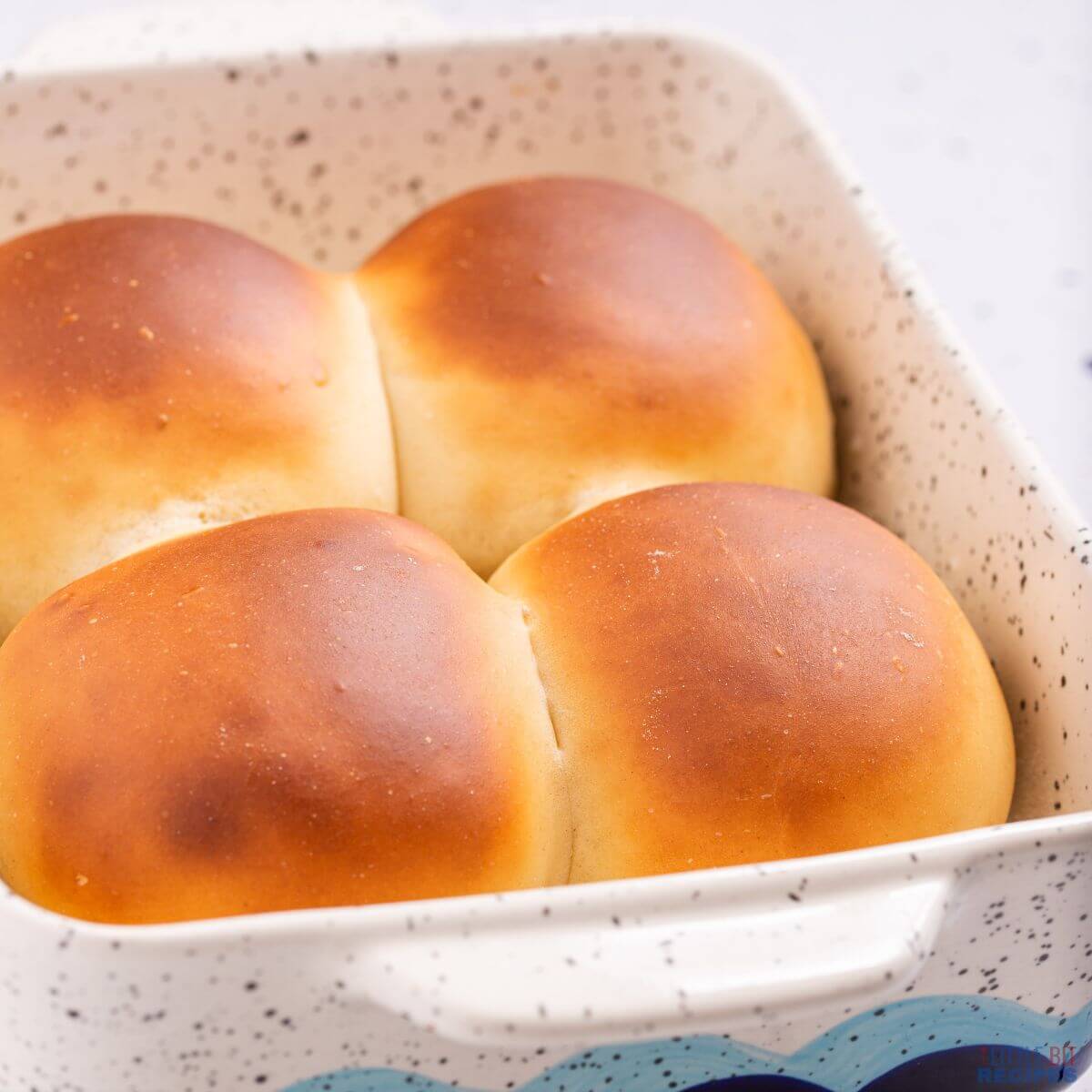 baked yeast rolls in pan.