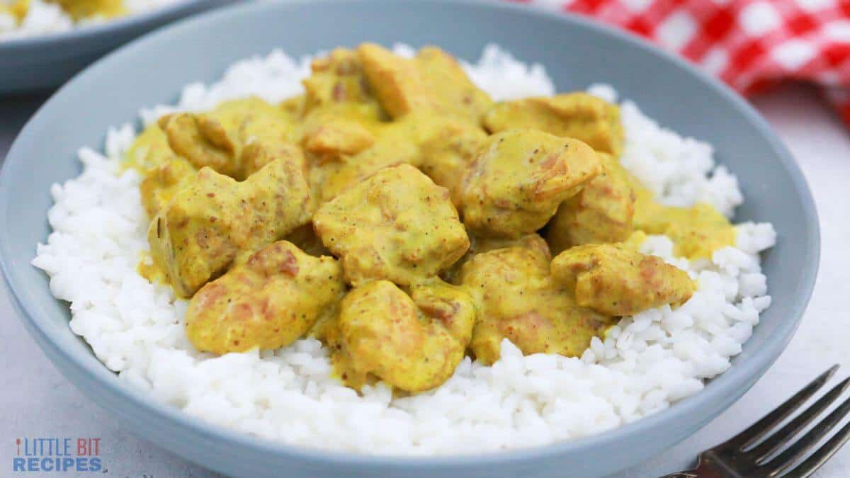 Chicken curry with rice.