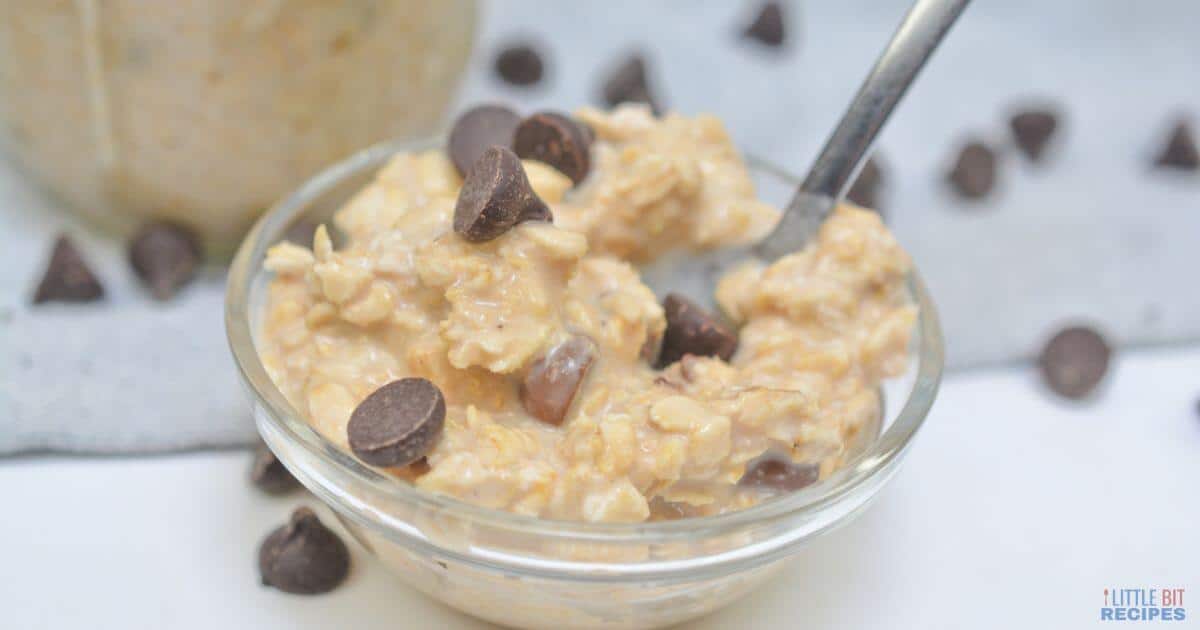 cookie dough overnight oats in small bowl.