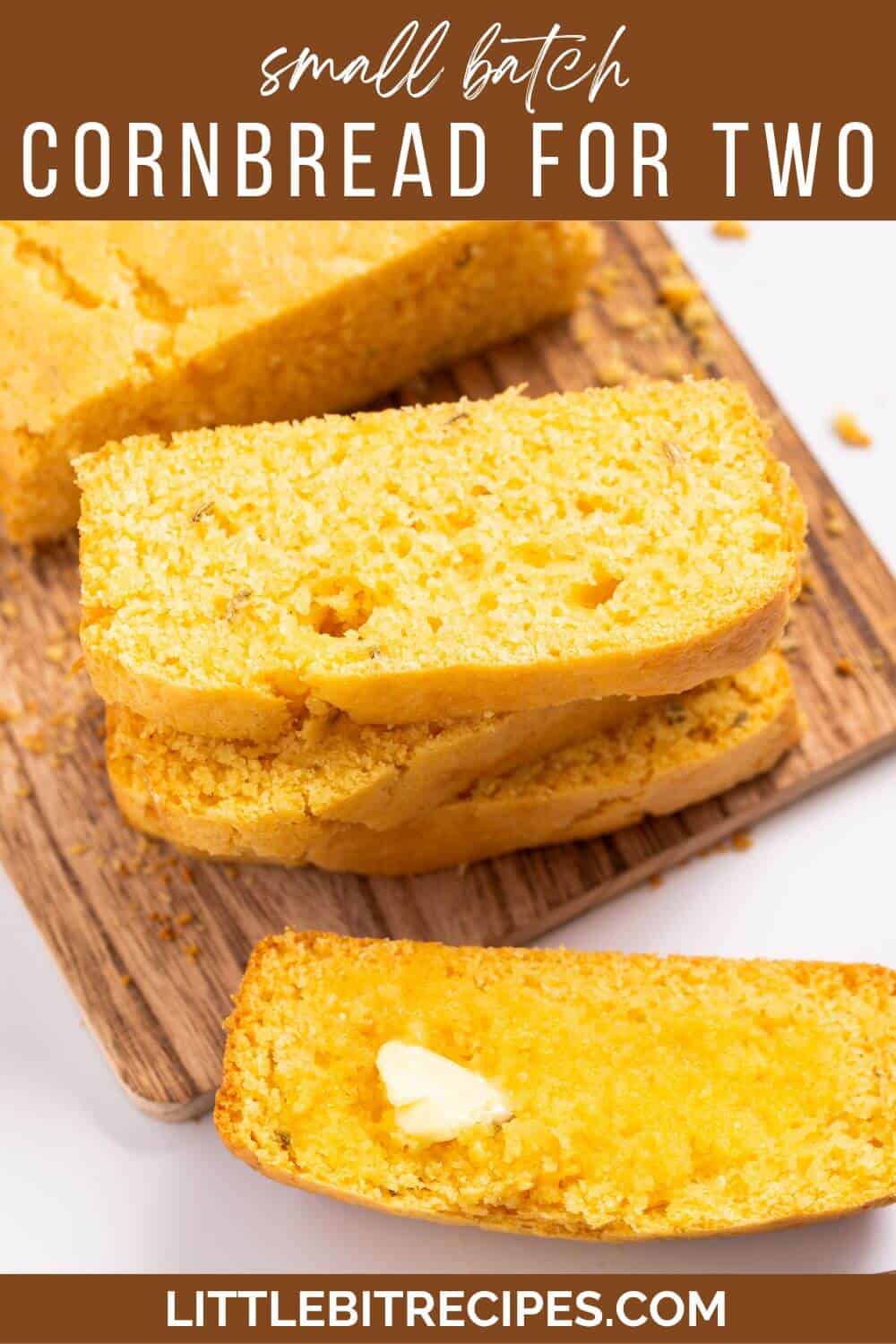 cornbread for two with text.