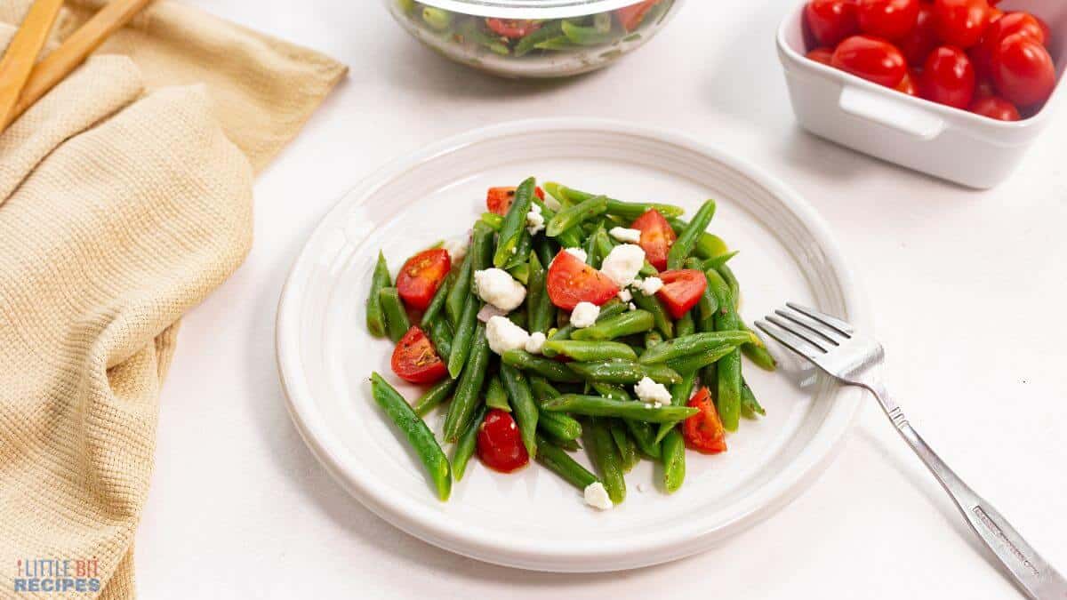 Green Bean Tomato Salad with Feta | Little Bit Recipes