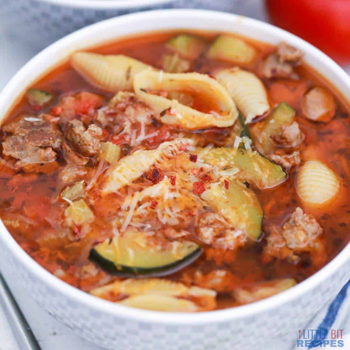 bowl of italian menestrone soup.