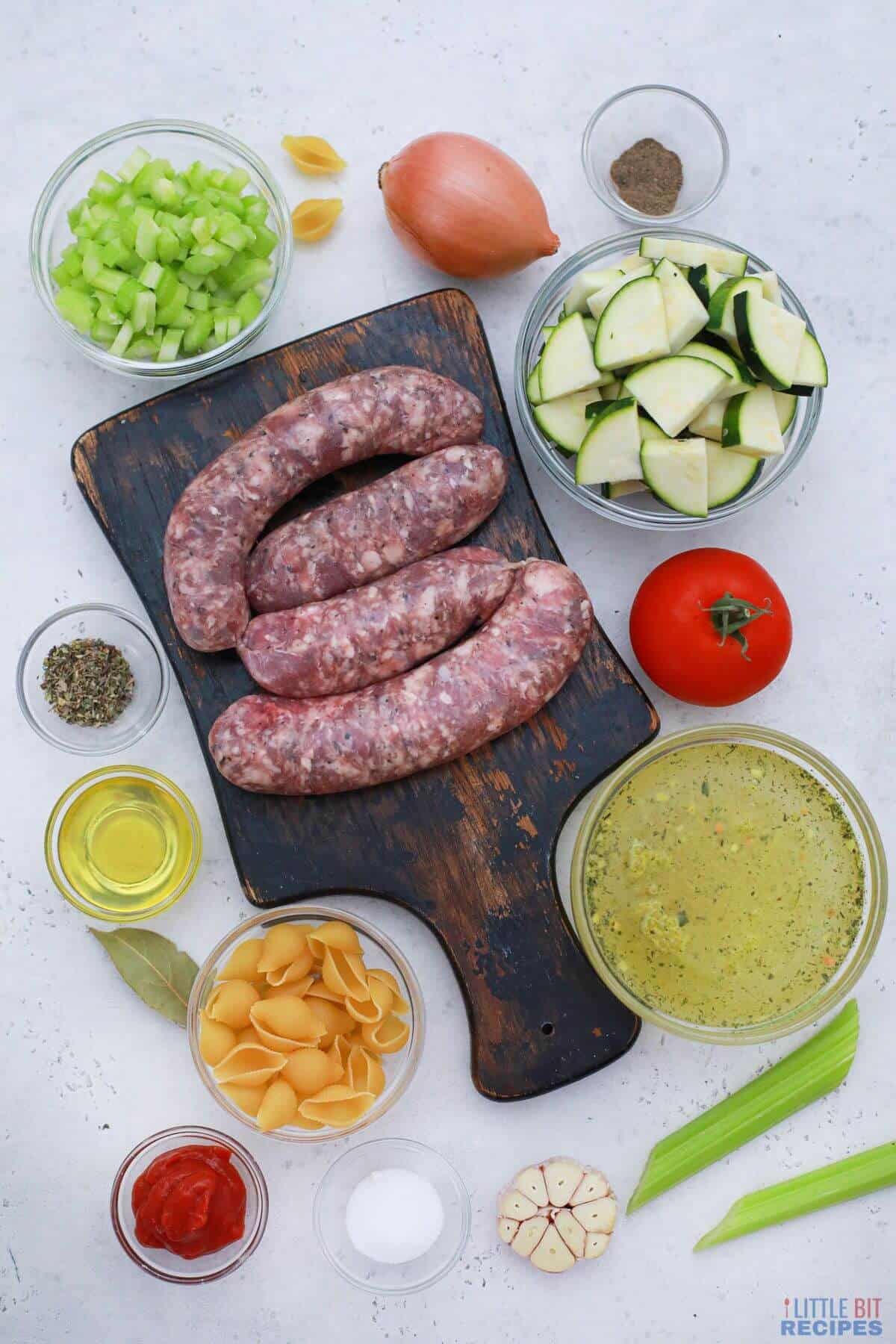 ingredients for minestrone soup.