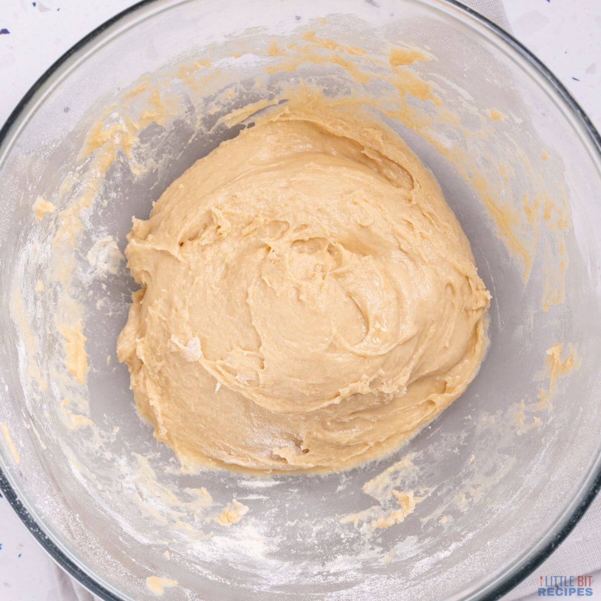 yeast dough in mixing bowl.