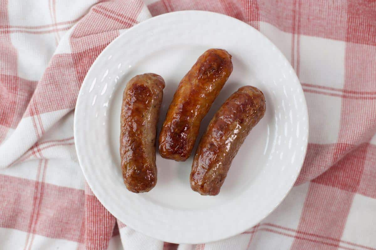 Sausage links cooked in oven.