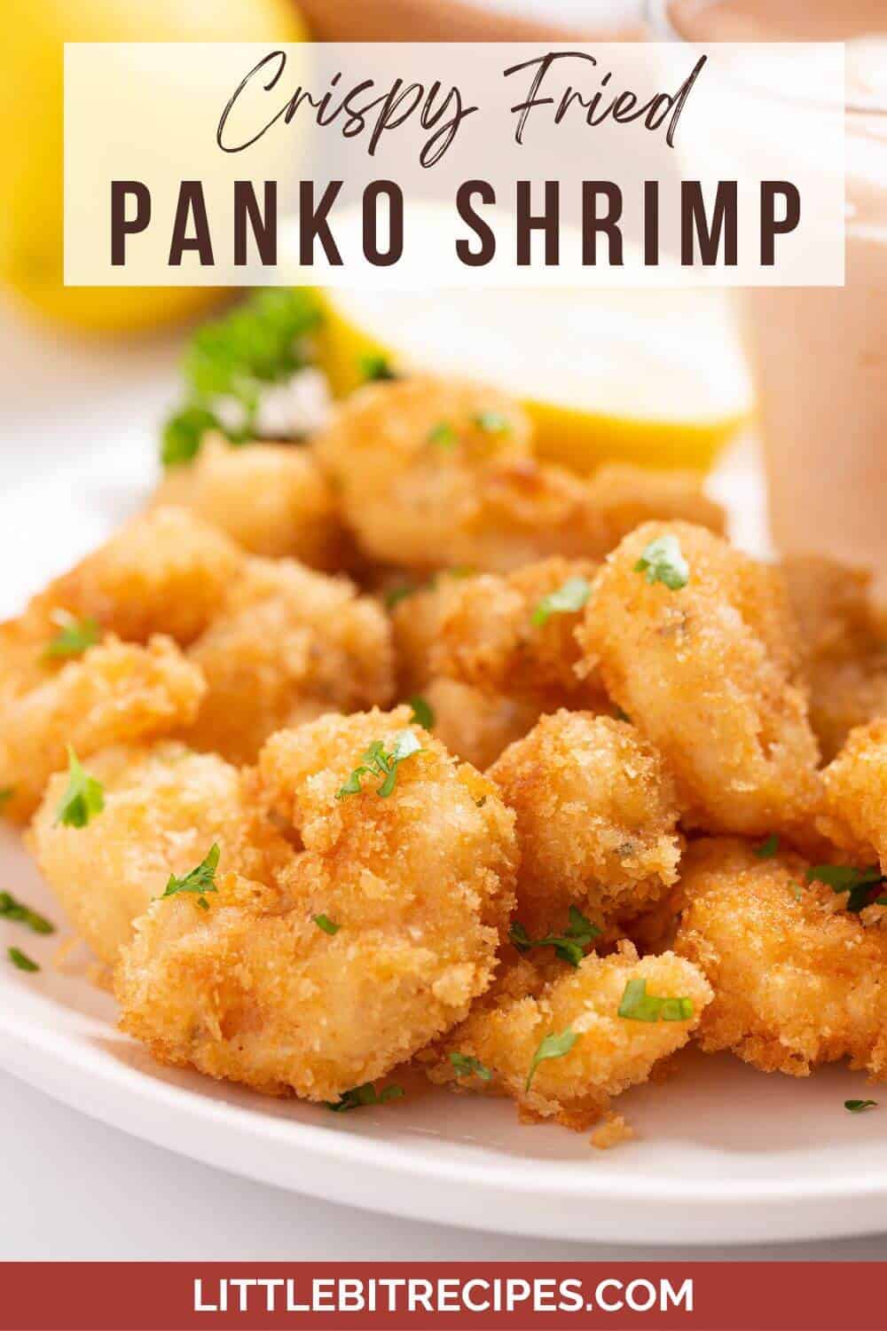 fried panko shrimp with text.
