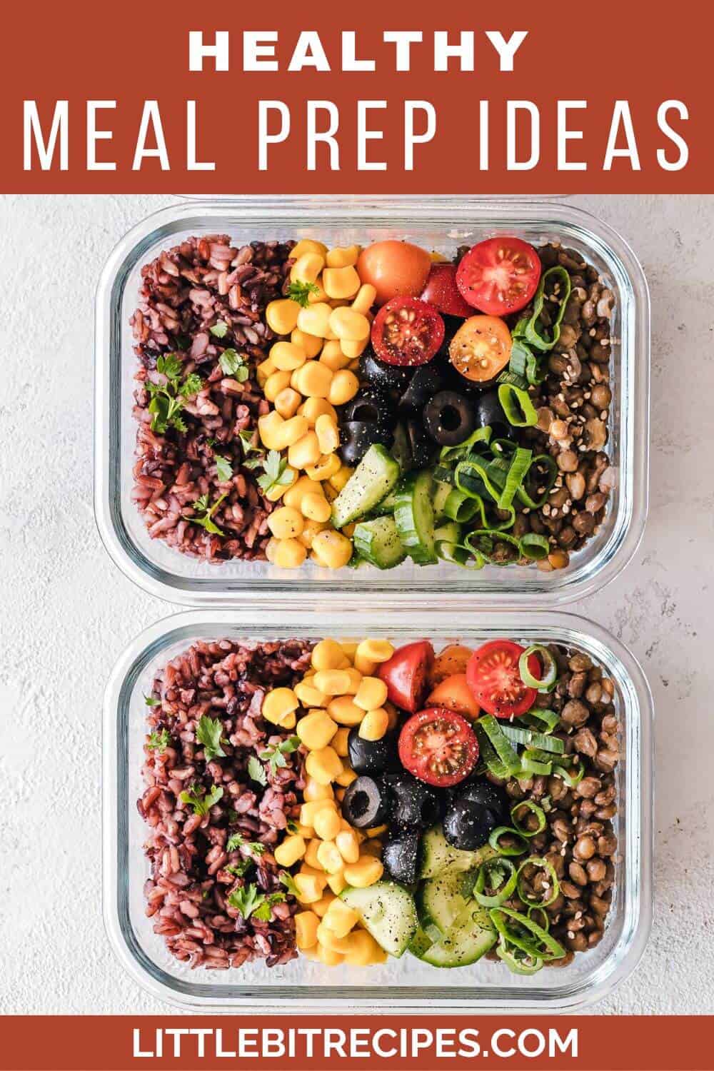 healthy meal prep ideas with text.
