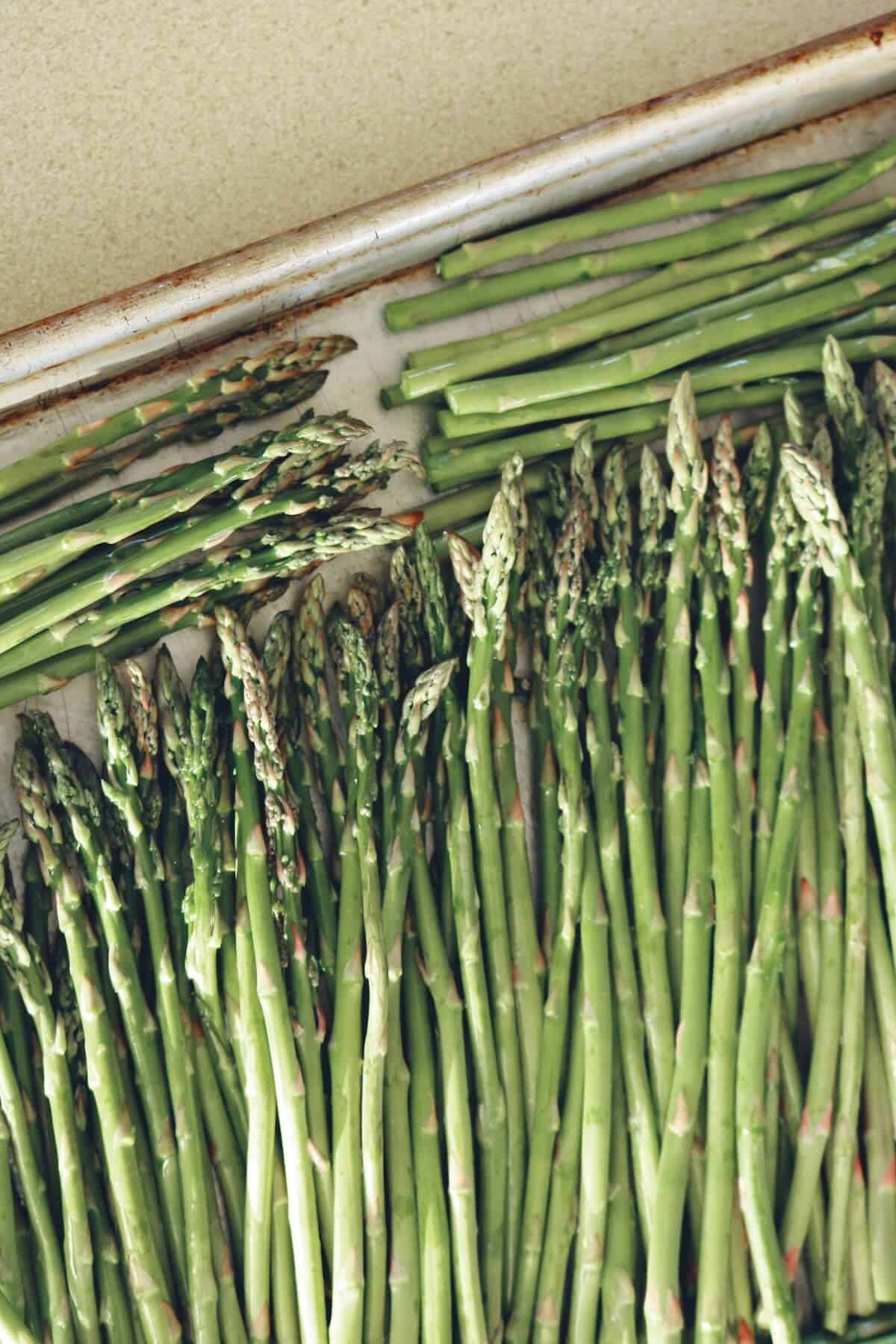asparagus on baking sheet.
