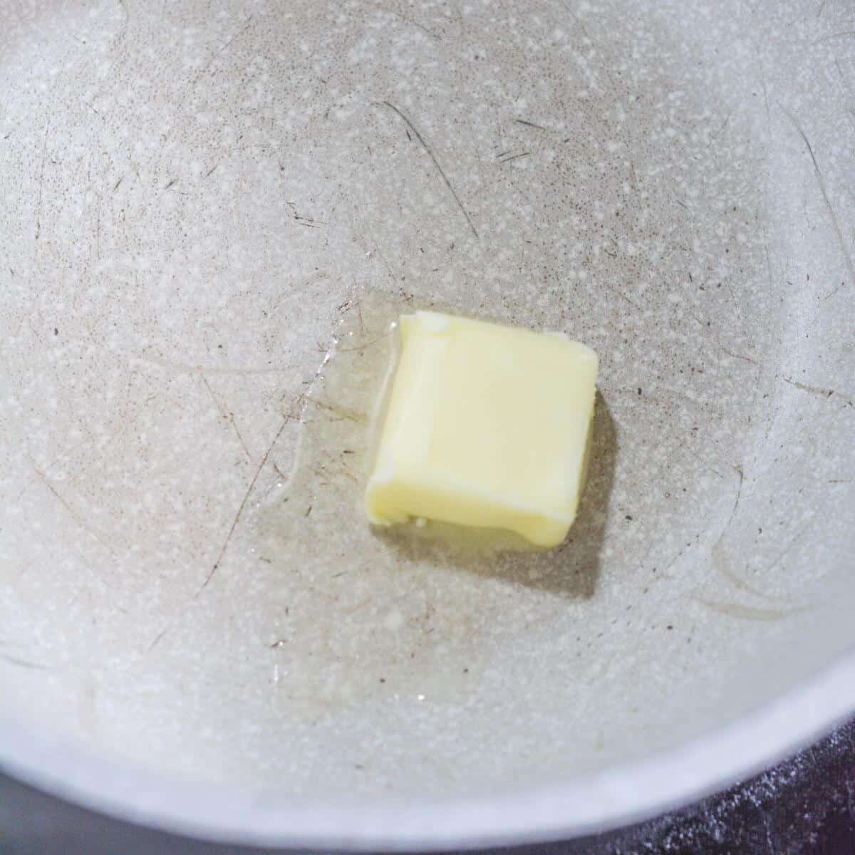 melting butter in the soup pot.