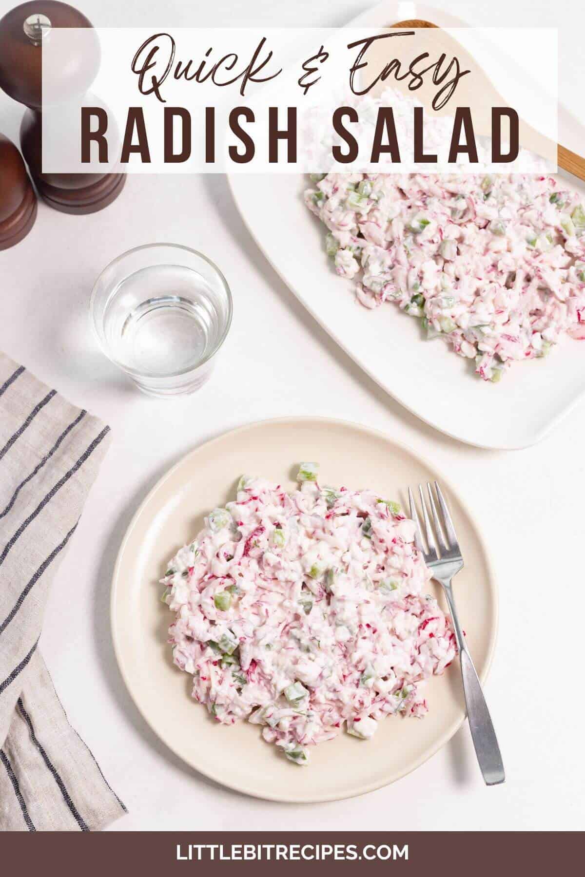 radish salad with text.