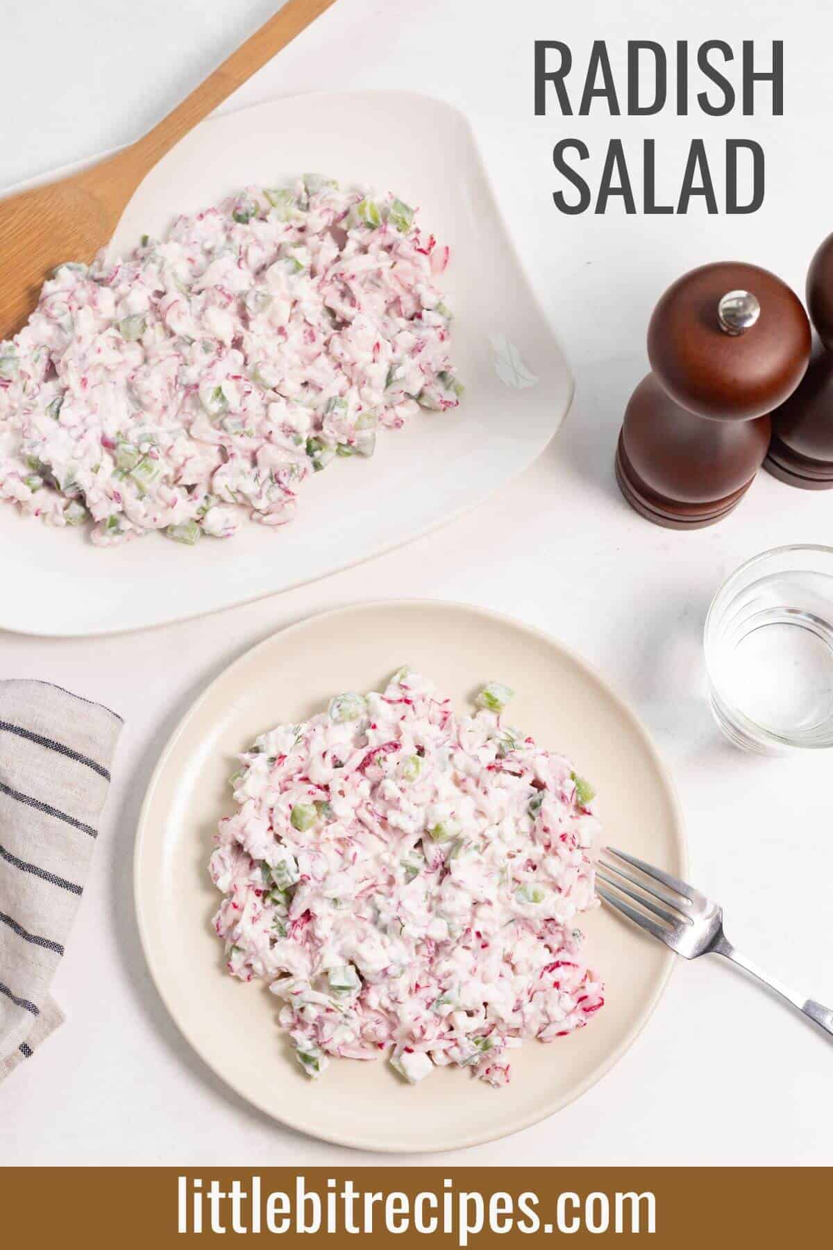 radish salad with text.