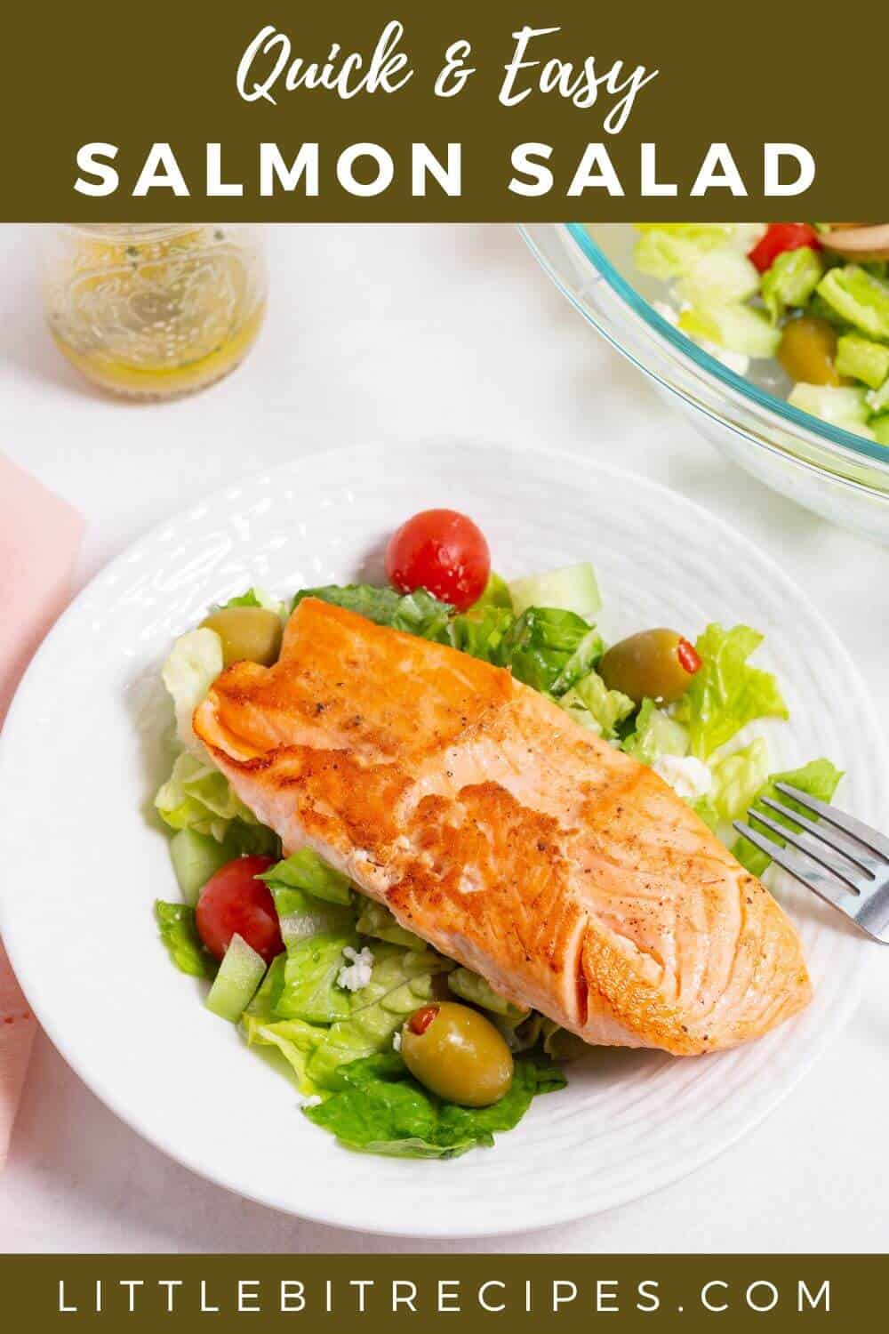 salmon salad with text.