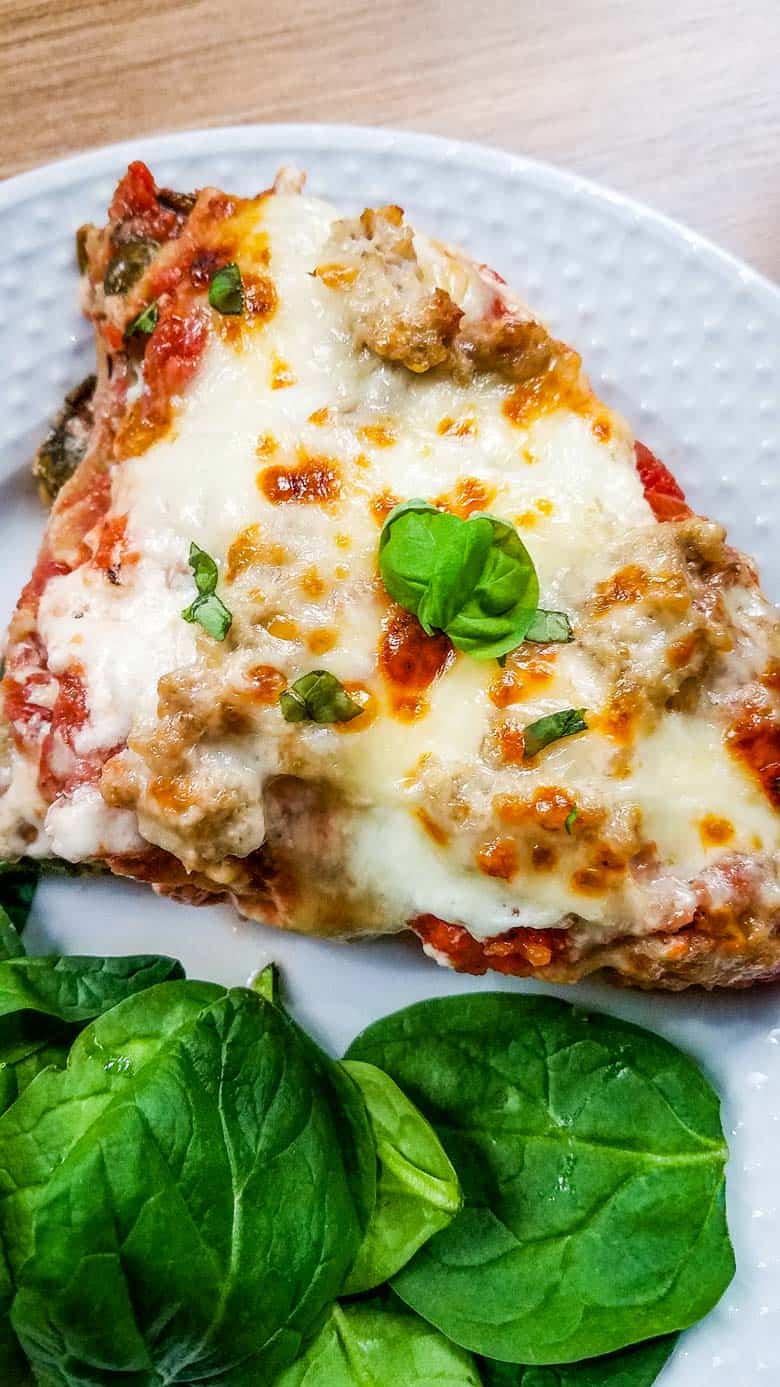 instant pot lasagna slice on plate.