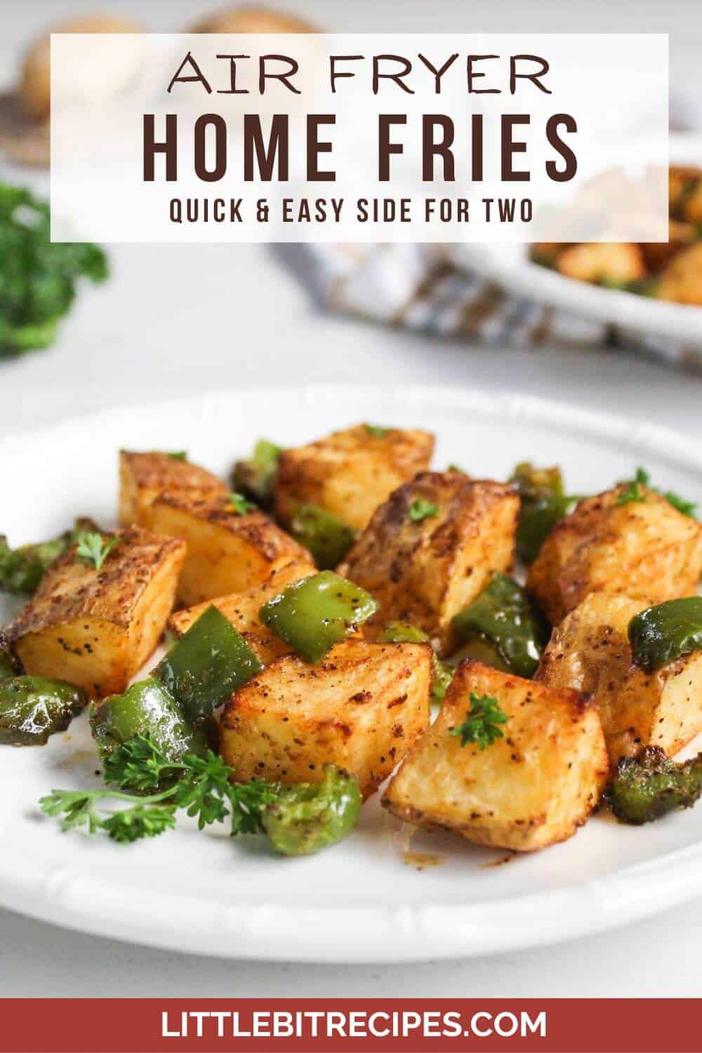 Air fryer home fries with text.