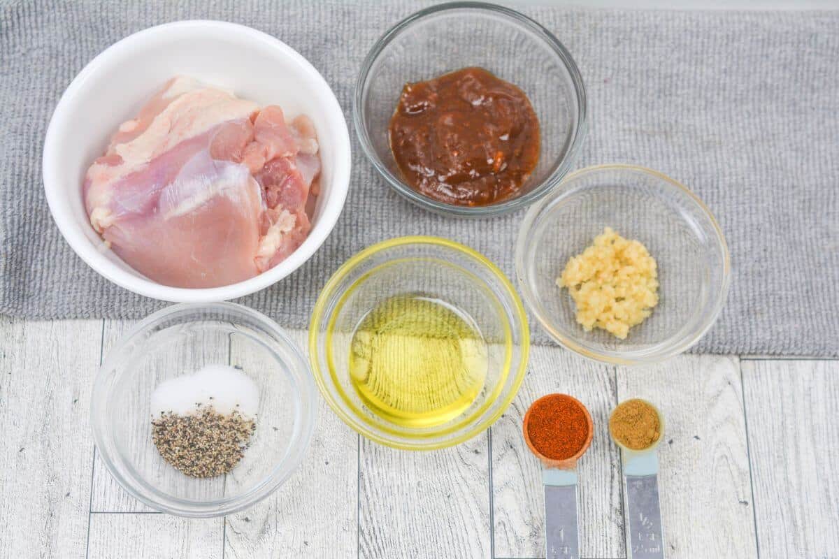 Ingredients for making bbq chicken recipe.