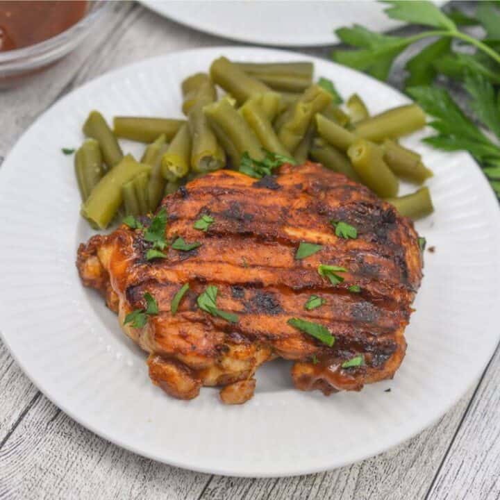 Grilled BBQ Boneless Chicken Thighs | Little Bit Recipes