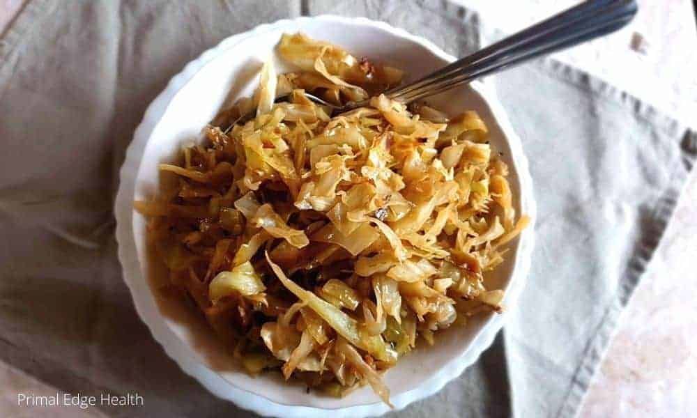 Braised cabbage in bowl.