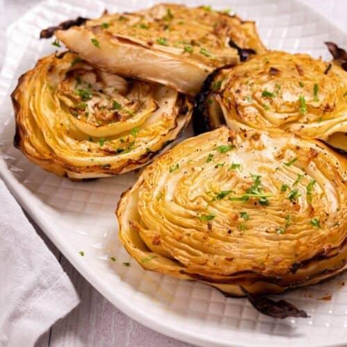 Easy Roasted Cabbage Steaks Side Dish Little Bit Recipes
