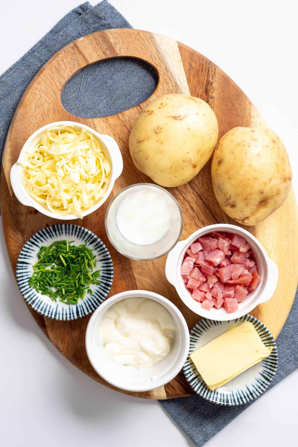 Ingredients for twice baked potato recipe.