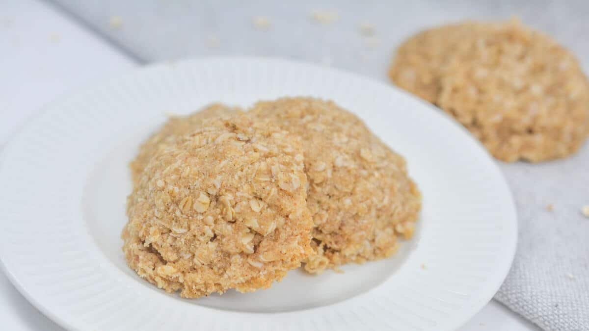 Vegan gluten-free oatmeal cookies on plate.
