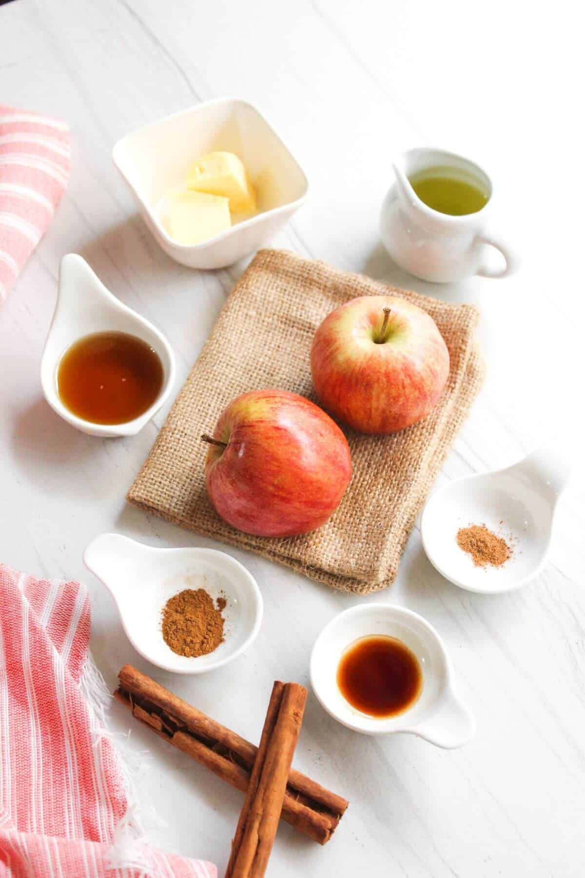 Ingredients for air fryer apples.