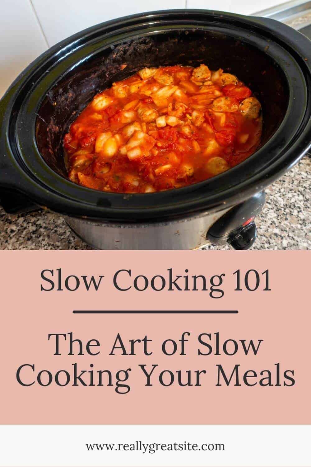 Slow cooker meal with text.