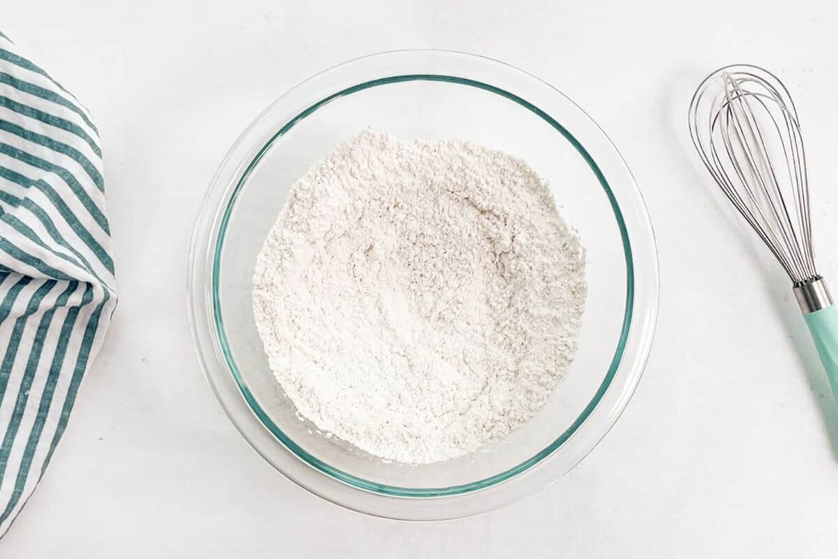 Flour mixture in mixing bowl.