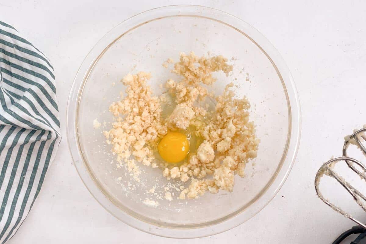 Sugar butter mixture with egg.