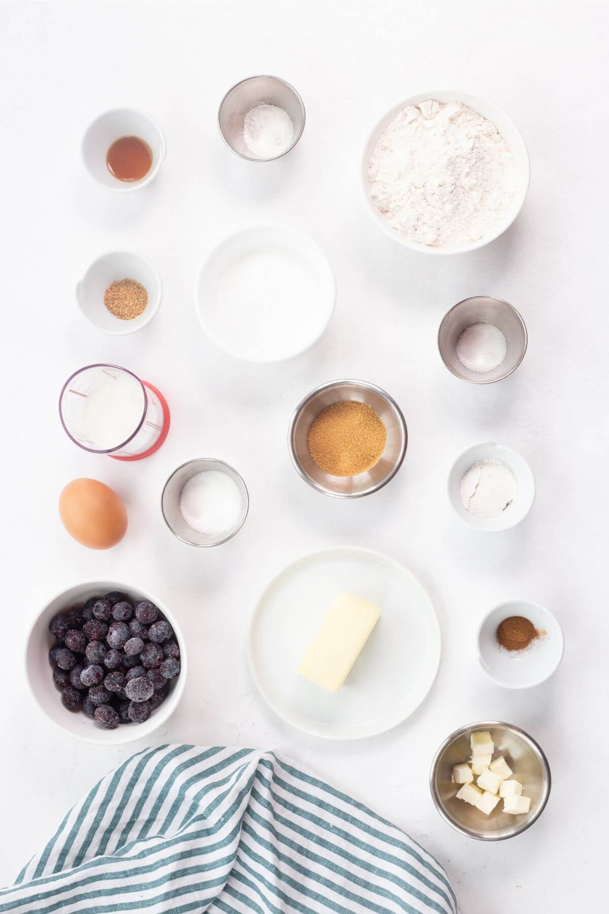 Ingredients for small-batch blueberry muffins.
